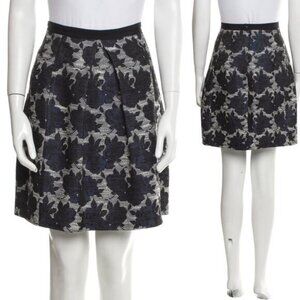 Weekend MAX MARA Floral Blue White Tapestry Textured A-Line Skirt Size 8